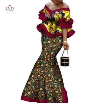 Afrika kadın takım elbise iki parçalı set Dashiki kısa Kollu Set Kırpma Üst Takım Elbise uzun Etek Baskı V Yaka Kıyafet Afrika Giyim WY8102