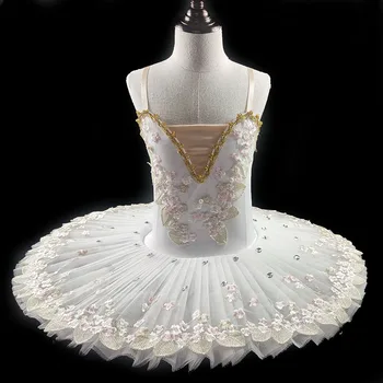 Beyaz Profesyonel Balerin Bale Tutu Çocuk Çocuk Çocuk Kız Yetişkinler için Gözleme Tutu Dans Kostümleri Bale Elbise Kız