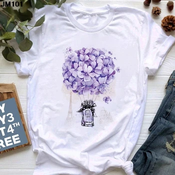 Harajuku kadın 2021 yaz Kısa Kollu Çiçek Çiçek Moda Bayan baskı T shirt Üst Kadın T-shirt Bayanlar dişi t parça Tshirt