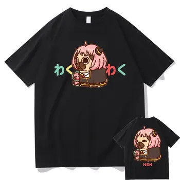 Japon animesi Casus X Aile Anya Forger Tshirt Komik Kawaii Sevimli Erkek Kadın Moda günlük t-shirt Unisex Y2k Kısa Kollu Tees