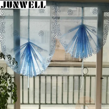 Junwell Zarif Tül %100 % Polyester Nakış Roma Perde Jaluzi Ev Dalga Avrupa Mutfak Perdeleri Oturma Odası Banyo Odası