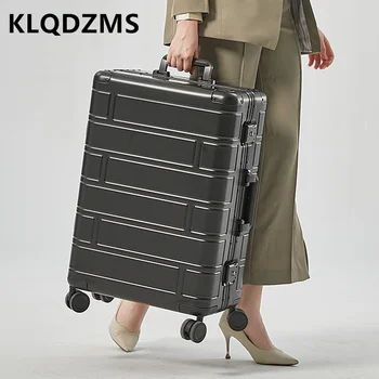 KLQDZMS Tüm Alüminyum Magnezyum Alaşımlı Bagaj Kadın tekerlekli çanta Evrensel Tekerlek 20 İnç Metal Bavul Kalınlaşmış Su Geçirmez
