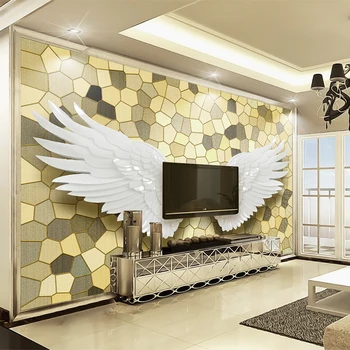Özel Fotoğraf duvar kağıdı 3D Kabartma Melek Kanatları Mozaik duvar resmi Boyama Lüks Oturma Odası TV Arka Plan Ev Dekor Duvar Kağıdı