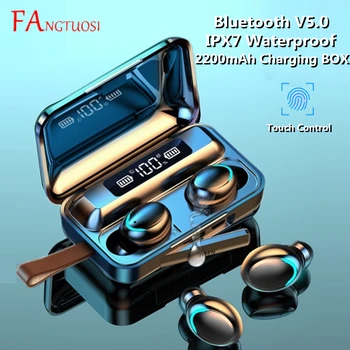 09 9D TWS Bluetooth 5.0 Kulaklık 2200mAh Şarj Kutusu kablosuz kulaklık Stereo Spor Su Geçirmez Kulaklık Kulaklık Mic İle