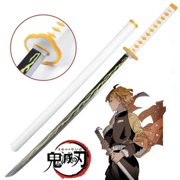 1: 1 Agatsuma Zenitsu Sowrd 104 cm iblis avcısı Cosplay Kılıç Anime Ninja Bıçak Kimetsu hiçbir Yaiba Kılıç Silah PU Prop Modeli