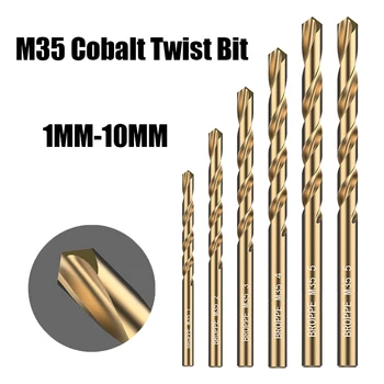 1/10 ADET 1-10mm M35 Kobalt Büküm Uçları Düz Yuvarlak Sap Yüksek Sertlik matkap Uçları İçin Ahşap / Metal Delik Testere Kesici Openr Araçları