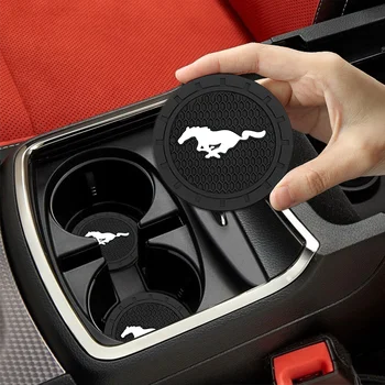 1/2 adet Araba Fincan Mat Araç Coaster Kauçuk Su Bardağı Şişe Tutucu kaymaz Ped Aksesuarları Mustang Shelby GT500 Cabrio