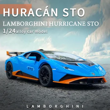 1:24 Lamborghinis Huracan STO Alaşım Araba Modeli Diecasts Metal Oyuncak Off-road Araçlar Araba Modeli Simülasyon Koleksiyonu Çocuklar Hediye