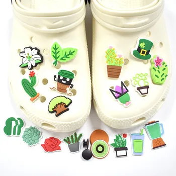 1 adet Ayakkabı Dekorasyon Toka croc Takılar yeşil yapraklar kaktüs gül JIBZ DIY kombinasyonu Noel partisi kız arkadaşı doğum günü hediyesi