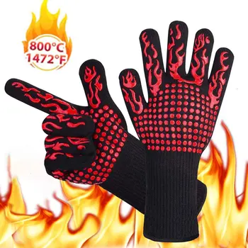1 Adet barbekü eldivenleri yüksek sıcaklık dayanımı fırın eldiveni 500-800 derece yanmaz barbekü ısı yalıtımı mikrodalga fırın eldivenleri