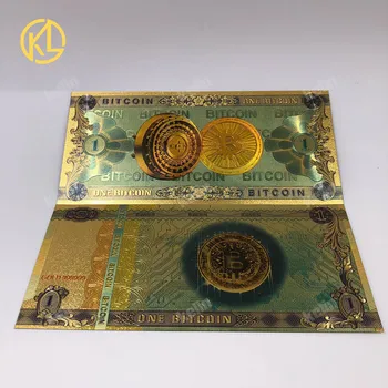 1 adet Bir veya yüz bitcoin Renkli Altın Kaplama banknot dijital para plastik Para Bit Sikke BTC Sahte Para Hatıra kartı