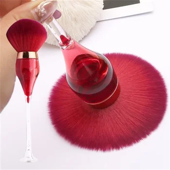 1 ADET cam kırmızı şarap şişesi Şekli Yüz Fırça Büyük Yumuşak Pudra Allık Makyaj Yüz Vakıf Kozmetik Profesyonel Makyaj Fırçalar Aracı