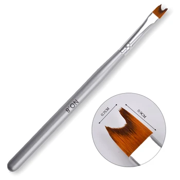 1 Adet Fransız Manikür Tırnak Fırçası No 8 Yarım Ay cetvel kalemi Gümüş Akrilik Tırnak Sanat Tasarım Araçları