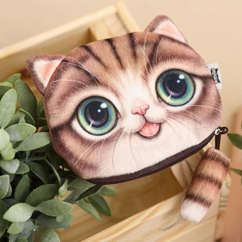 1 Adet Moda Gelgit Sevimli Kedi bozuk para cüzdanı Hayvan Tasarım Değişim Çanta Küçük fermuarlı cüzdan Telefon Değişim Cep