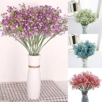 1 Adet Rustik yapay çiçekler Beyaz Gypsophila Sahte Buket Plastik Gelin Düğün Ev DIY Süslemeleri Ev Dekorasyon