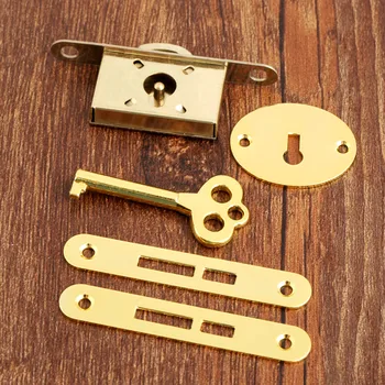 1 Takım Altın Klasik Kilit Çekmece Dolap Dolap Dolap Kapı çinko alaşımlı kilit Antika Mobilya Sayacı Çekmece anahtarlı kilitler
