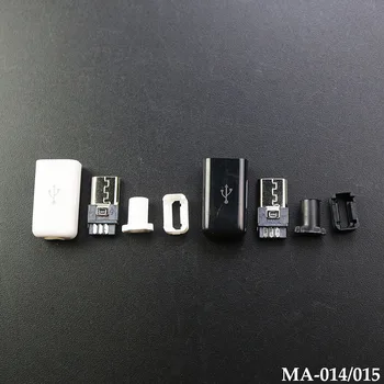 1 takım mikro USB 5PİN Kaynak Tipi Erkek Fiş Konnektörleri Şarj Cihazı 5P USB Kuyruk Şarj Soketi 4 in 1 Beyaz Siyah