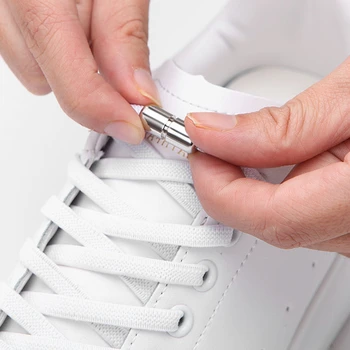 1 Çift Elastik Ayakabı Düz Hiçbir Kravat Ayakkabı bağcıkları Moda Hızlı Metal Kilit Ayakkabı Bağı Çocuklar Yetişkin Sneakers Güvenlik Tembel Danteller Unisex