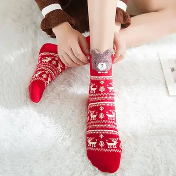1 Çift Noel Çorap Havalandırma Termal Ayı Aşınmaya dayanıklı Noel Çorap Navidad Aksesuarları Yeni Yıl Hediyeleri