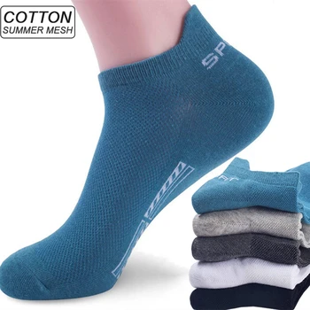 1 Çift Yüksek Kalite Erkekler Ayak Bileği Çorap Nefes Pamuk spor çorapları Örgü Rahat Atletik Yaz İnce Kesim Kısa Sokken Boyutu 38-44