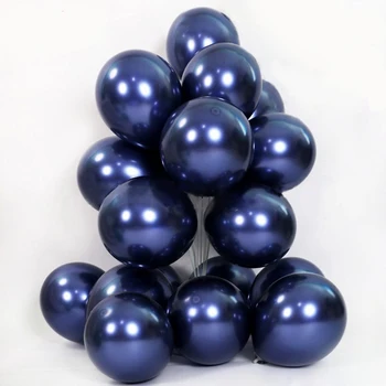 10/20 adet 10 inç Metalik Parlak Mavi Lateks Balonlar Düğün Koyu Mavi Krom Globos Doğum Günü Partisi Dekorasyon Çocuklar Malzemeleri