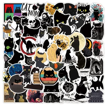 10/30/50/100 ADET Sevimli Gotik Siyah Kedi Graffiti Çıkartmalar Araba Gitar Motosiklet Bagaj Bavul DIY Karikatür Sticker Çıkartma Çocuk Oyuncak