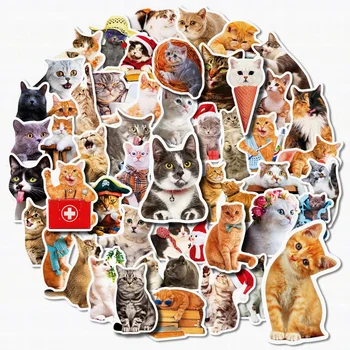 10/30/50 Adet Komik Kedi Sticker Kawaii Sevimli Karikatür Etiket Kesme Laptop Çantası Dıy Graffiti Dekoratif Sticker Oyuncak