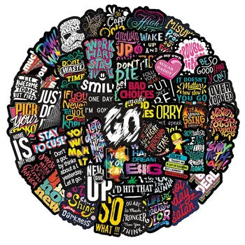 10/30/50 ADET Siyah Motivasyon Tırnaklar Cümleler İfadeler Sticker DIY telefon dizüstü Bagaj Kaykay Graffiti Çıkartmaları için Eğlenceli çocuk