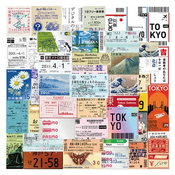 10/30/60 adet Vintage Japon Biletleri Karikatür Çıkartmalar Sevimli Dekorasyon Çıkartması Dizüstü Bagaj Telefon Araba Bisiklet Su Geçirmez Etiket