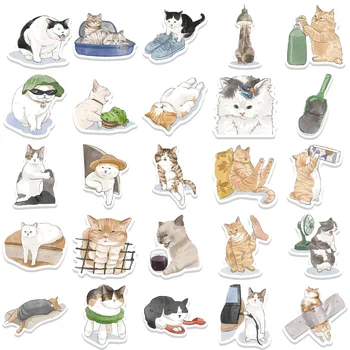 10/53 Adet Kawaii Kedi Karikatür Sticker Sevimli Hayvan Çıkartmaları Çocuk Oyuncakları DIY Karalama Defteri Dizüstü Sabit Gitar Bavul Araba Sticker