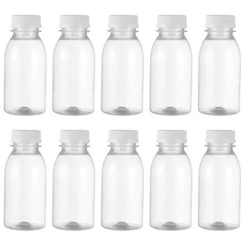 10 Adet 350ML 200ML Şeffaf Plastik Süt Depolama Şişeleri İçecek İçme Şişeleri Şeffaf Süt Suyu meyve suyu şişesi Açık