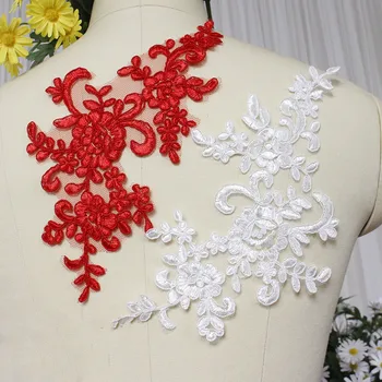 10 Adet / 5 çift düğün elbisesi Dantel Trim Yama Aplike Dantel Kumaş DIY Gelin Saç Aksesuarı Beyaz Kırmızı Siyah Dikiş Dekorasyon RS356