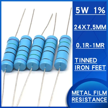 10 adet 5W 1 % Metal film rezistans 0.1 R-1MR ohm DALDIRMA direnci Watts5 Precision1 Çeşitli özellikleri mevcuttur resistencias