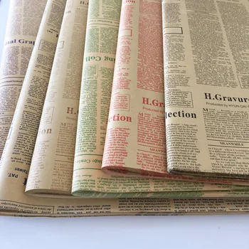 10 adet Hediye ambalaj kağıdı Rulo Vintage Gazete Çift Taraflı Hediye Sarma Çiçek Dükkanı Buket Ambalaj Kağıdı Malzemesi