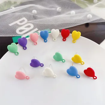 10 adet Macoron Renk Küpe Konektörü Aşk Kalp düğme küpe Ayarları Küpe Tabanı Dıy Takı Yapımı Bulguları Aksesuarları