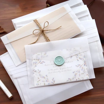 10 Adet Mat Şeffaf Kağıt Zarflar Seti Basit Vintage Mektup Zarf Düğün Davetiyesi Nimet Tebrik Kartları Hediyeler