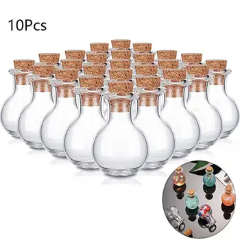 10 Adet Mini Cam Şişeler Temizle Sürüklenen Şişeler Küçük Dileğiyle mantarlı şişeler Tıpalar Düğün Doğum Günü Partisi için DIY El Sanatları