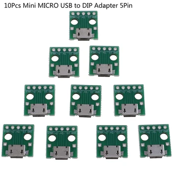 10 Adet MİKRO USB DIP Adaptörü 5Pin Dişi Konnektör PCB Dönüştürücü Kurulu
