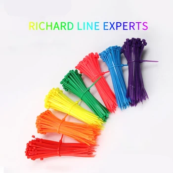 100 adet 5 * 250mm Kendinden kilitleme Naylon Zip kravat kablo kılıfı Bağları Renkli tel bağlama wrap sapanlar Plastik Zip Kravat UL Sertifikalı