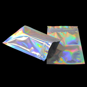100 Adet Glitter ısı mühür alüminyum folyo kilitli Torbalar düz Zip kilit perakende Paket Çanta plastik Folyo Zip çanta ücretsiz kargo