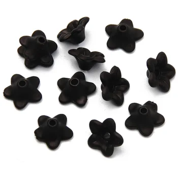 100 adet/grup 10mm Siyah Mat Akrilik Boncuk Çiçek Spacer Boncuk Takı Yapımı İçin Diy bilezik Kolye Boncuk Kapakları Aksesuarları