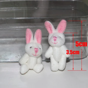 100 adet/grup 3.5 cm 4cm Yumuşak Mini Ortak Tavşan Kolye Tavşan Anahtarlık Buket Oyuncak Bebek DIY Süsler Hediyeler