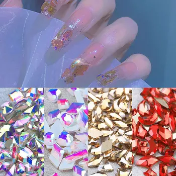 100 Adet Mix Şekli Kristal Tırnak Elmas Strass Cam Rhinestones DIY 3D Taş Çivi Sanat Süslemeleri Malzemeleri Taklidi