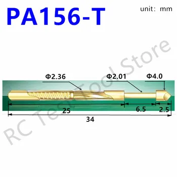 100 ADET PA156-T2 Dayanıklı Pirinç Yaylı Test Probu PA156 - T Metal Yaylı Prob Kullanışlı ve Dayanıklı Yaylı Test Probu Pogo Pin