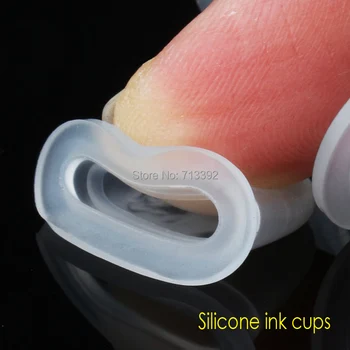 100 Adet silikon Dövme Mürekkep Kupası Cap Pigment Temizle Tutucu Konteyner S/L Boyutu İğne Ucu Kavrama Güç Kaynağı