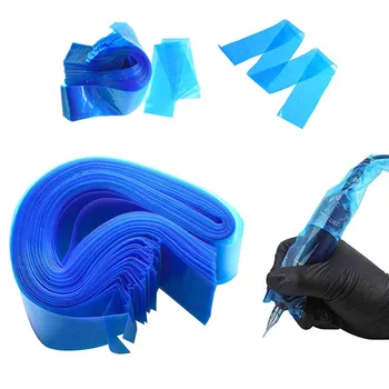 100 Adet Tek Kullanımlık Mavi Dövme Klip Kordon Kollu Kapakları Çanta Kaynağı Profesyonel Dövme Makinesi Dövme Aksesuar Malzemeleri