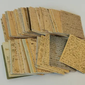 100 adet Vintage El Yazısı Mektup Malzemesi Kağıt Çift taraflı Baskı Retro Memo Pedleri Kart Notları Scrapbooking Günlüğü Dergileri DIY