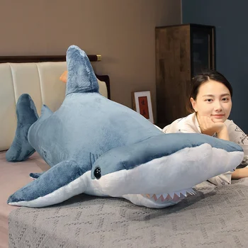 100 CM Büyük Simülasyon Balina peluş oyuncak Dolması Yumuşak Çekiç Köpekbalıkları uyku yastığı kanepe yastığı Deniz Hayvan Oyuncaklar Çocuklar Kızlar için