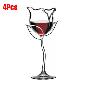 100 ml Gül Şekli Fantezi kırmızı şarap kadehi Şarap kokteyl bardakları Gül Çiçek Şekli şarap bardağı Parti Barware Drinkware