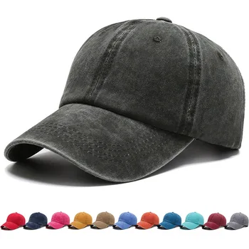 100 % pamuklu beyzbol şapkası Yıkanmış denim Tenis spor kap yetişkin Snapback şapka